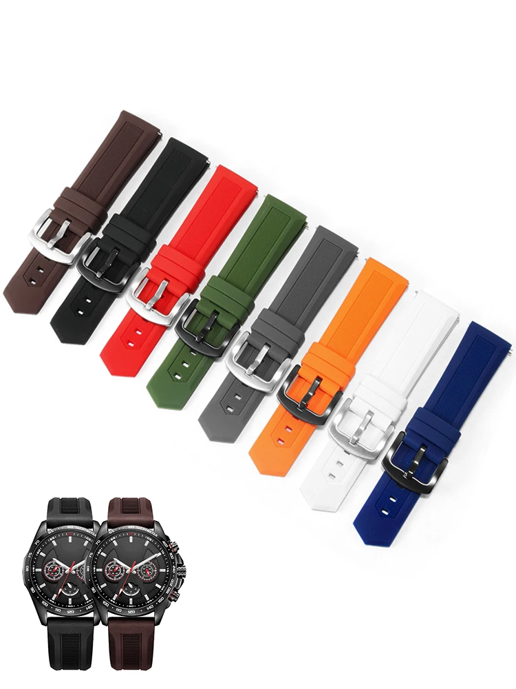 Waterproof Sweat-Proof Watchbands Rubber Silicone Anti-Allergy Universal Replace Needle Buckle Watch Strap Men Women 22mm