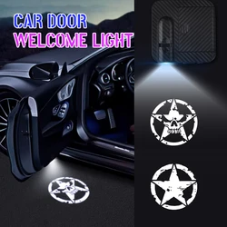 Five-Pointed Star Logo LED Cortesia Lâmpada, Porta do carro Bem-vindo Luz, Sombra Fantasma Luz, Jeep Wrangler, Ford F150 Pickup, 1 Pc, 2Pcs