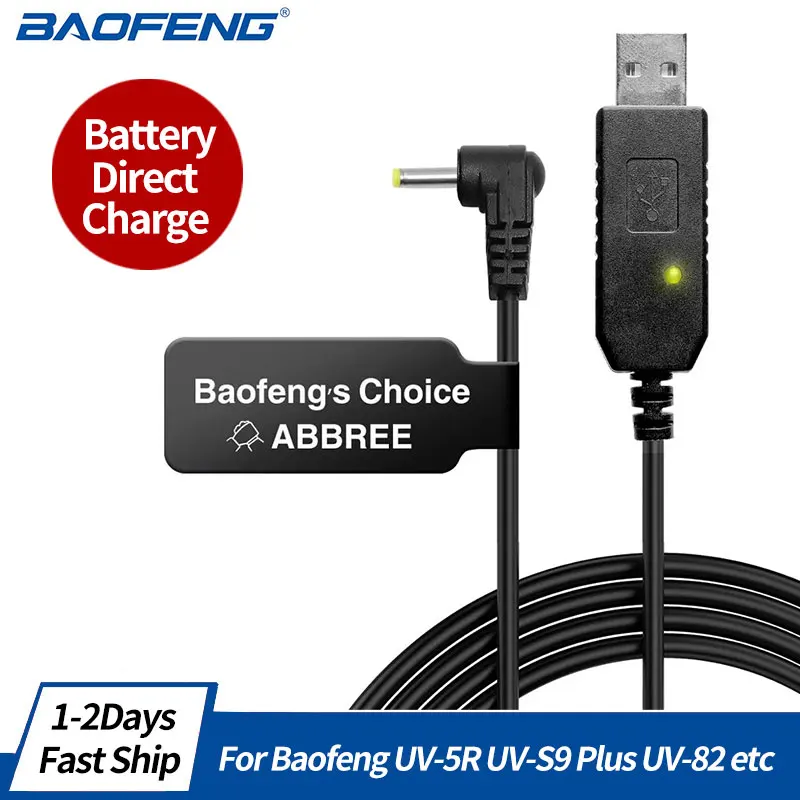 USB Charger Cable For BaoFeng Walkie Talkie UV-5R UV-82 3800mAh UV-S9 Plus BF-B3 Plus AR-152  Walkie Talkie Ham Two Way Radio