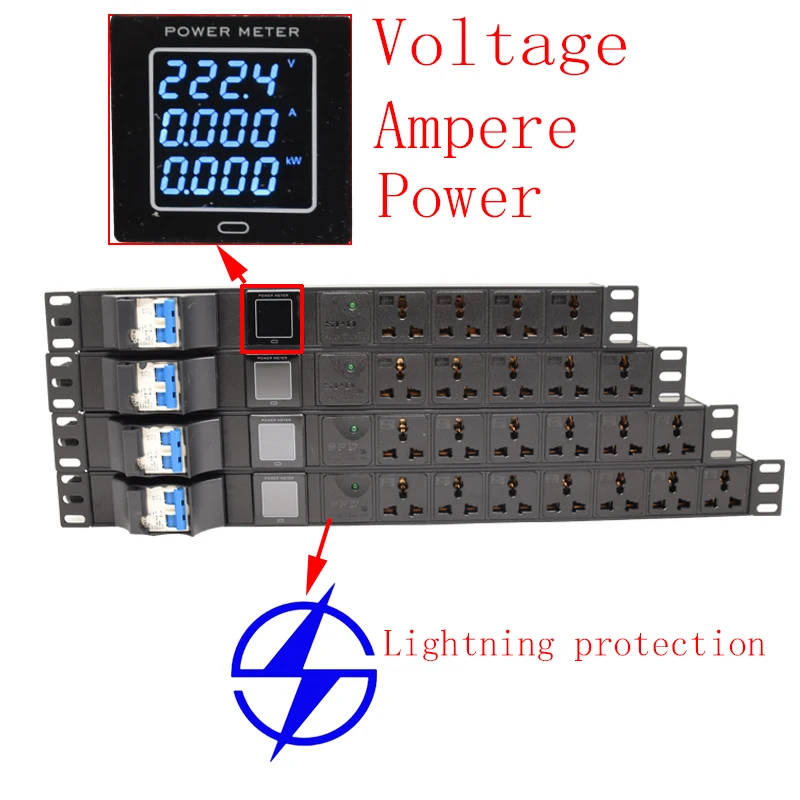 

Удлинитель PDU из алюминиевого сплава, воздушный выключатель, защита от перенапряжения, измеритель мощности, вольтметр, розетки с 2-12 розетками переменного тока