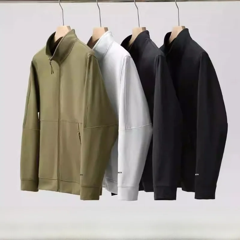 

LeavoJohnson Textured Collar Breathable Jaet Youth Faion Stand Fit Long Sve Zipper Closure Outerwear for Autumn