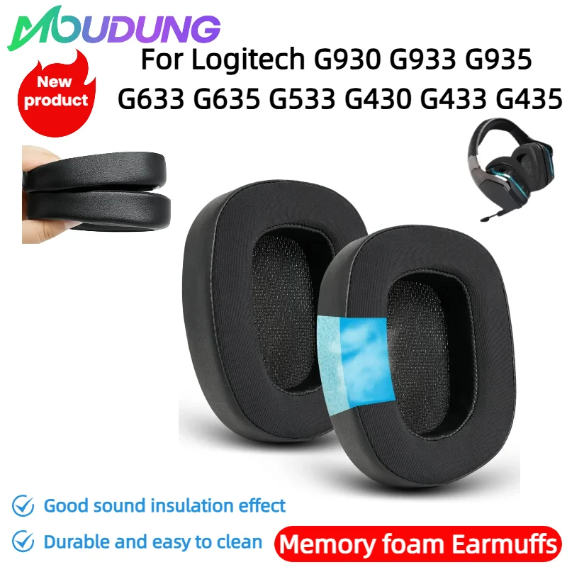 

MOUDUNG Replacement Ice Gel Earpads Cushion Compatible for Logitech G930 G933 G935 G633 G635 G533 G430 G433 G435 Gaming Headset
