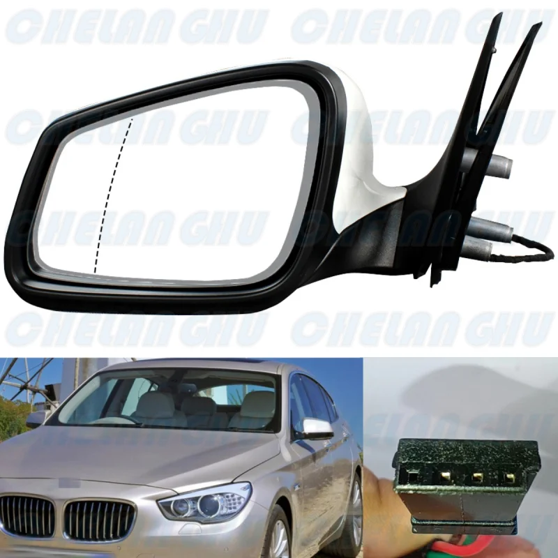 

For BMW E60 E61 LCI 520i 523i 525i 528i 530i 535i 540i 550i 2008 2009 2010 Left 3 Pin White Painted Auto Dimming Mirror Assembly