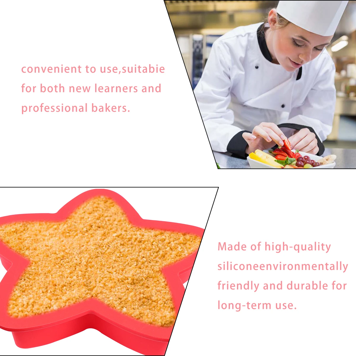 

Pentagram Silicone Cake Pan Nonstick Baking Mold Pudding Dessert Fruit Pie Red Superior Construction Flexible Easy Release Home