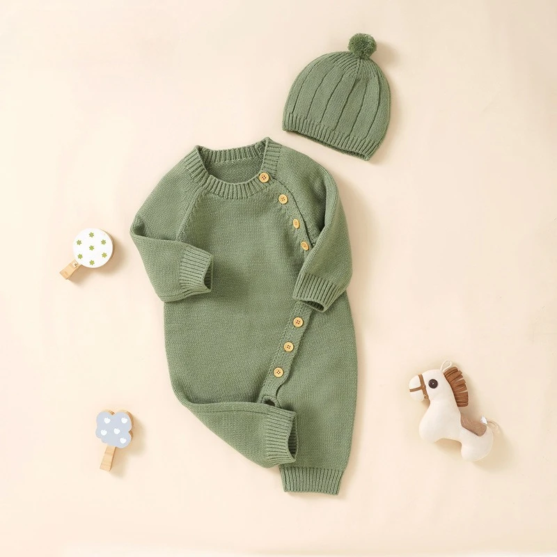 

Girls Rompers Set Ins 2025 Spring Autumn New Baby Knitted One-piece Solid Cute Warm Fashionable Rompers Set