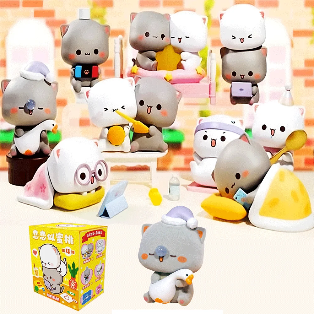 

Митао Кот 4-сезонная глухая коробка Lucky Cat Kawaii Фигурки Действие случайное угадание слепая сумка настольные украшения милая модель подарок на день рождения