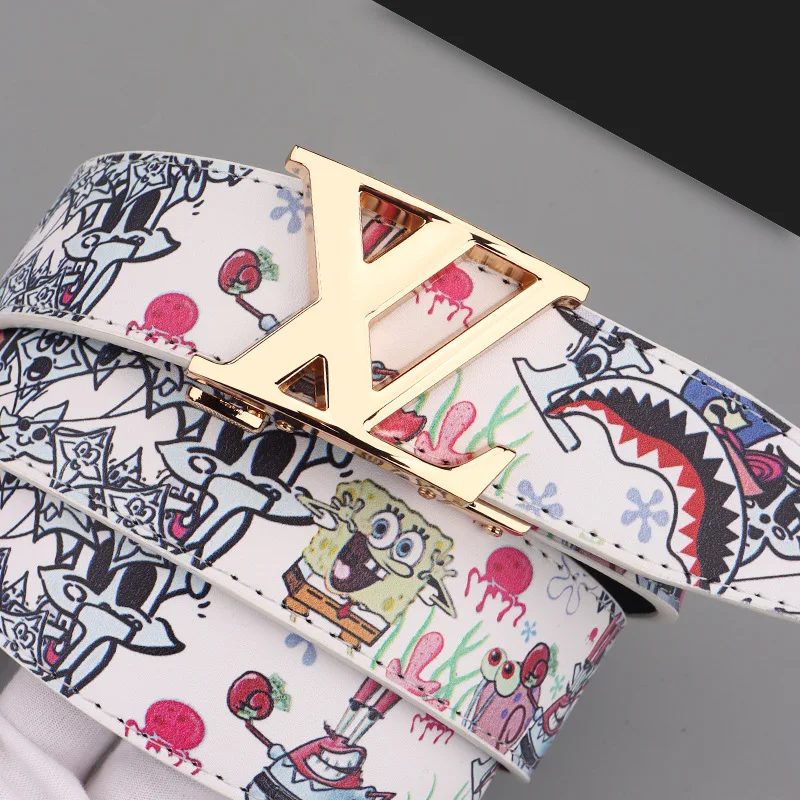 جديد عصري الرجال التلقائي مشبك حزام تنوعا عالية الجمال حزام رسالة السلس مشبك الكتابة على الجدران الجينز العصرية الإنترنت المشاهير