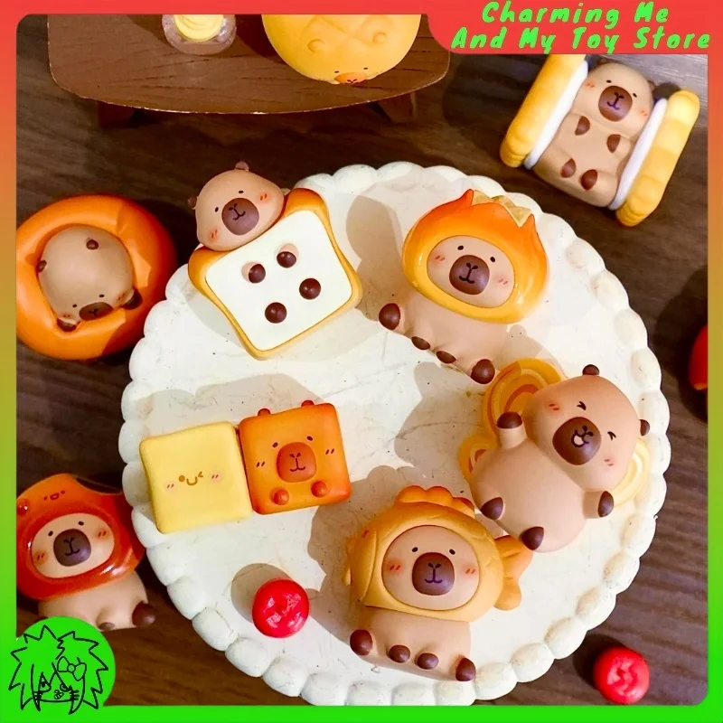 Tuntun Zai Bakery Seri Cute Beans 2 Figur Capybara Lucu Trendi Blind Box & Dekorasi Meja Mini Capybara Imut Hadiah