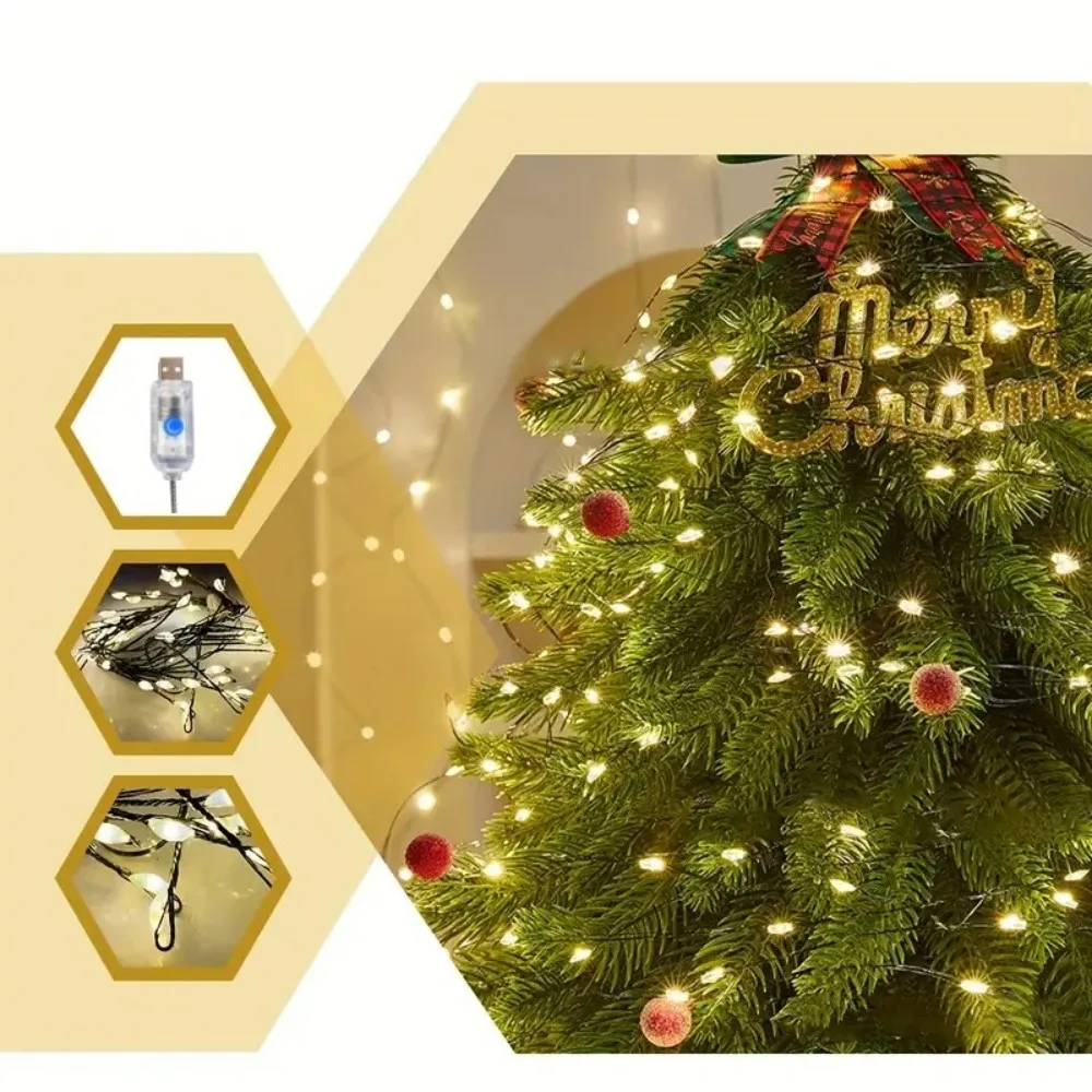 USB Dark Green LED Firecracker Light with 8 Flashing Modes for Decorating Christmas Trees, Ceilings, Bedrooms, windows