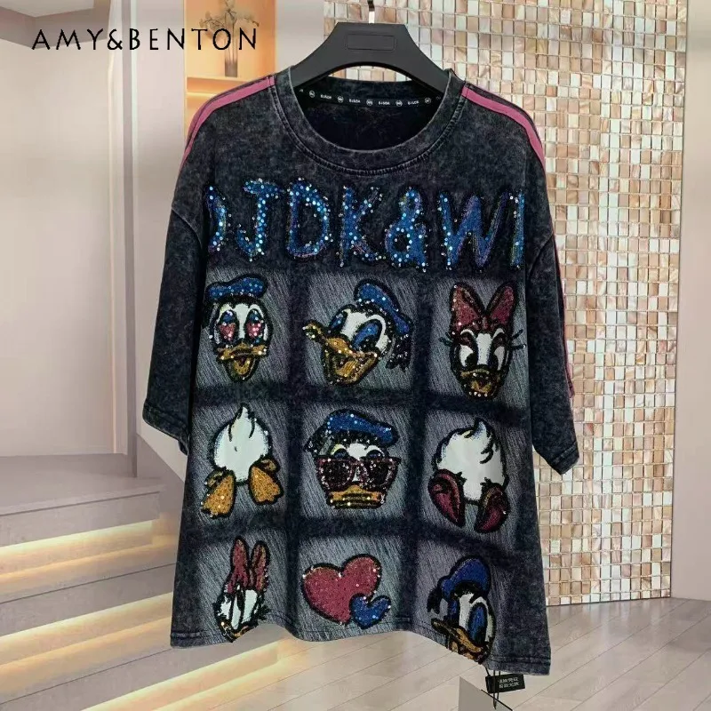 

Trendy Brand 2026 Spring-summer New Y2k Tshirt Heavy Indurtsy Cartoon Loose-fitting Short-sleeves O-neck T-shirt For Girls Women