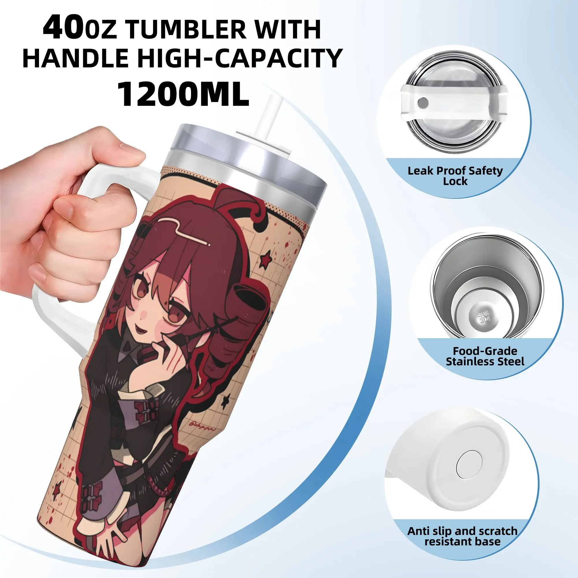 Stainless Steel Tumbler Kasane Teto Notebook Frame Anime Mugs Cup With Straws  Cold Water Bottle Large Capacity Coffee Mug