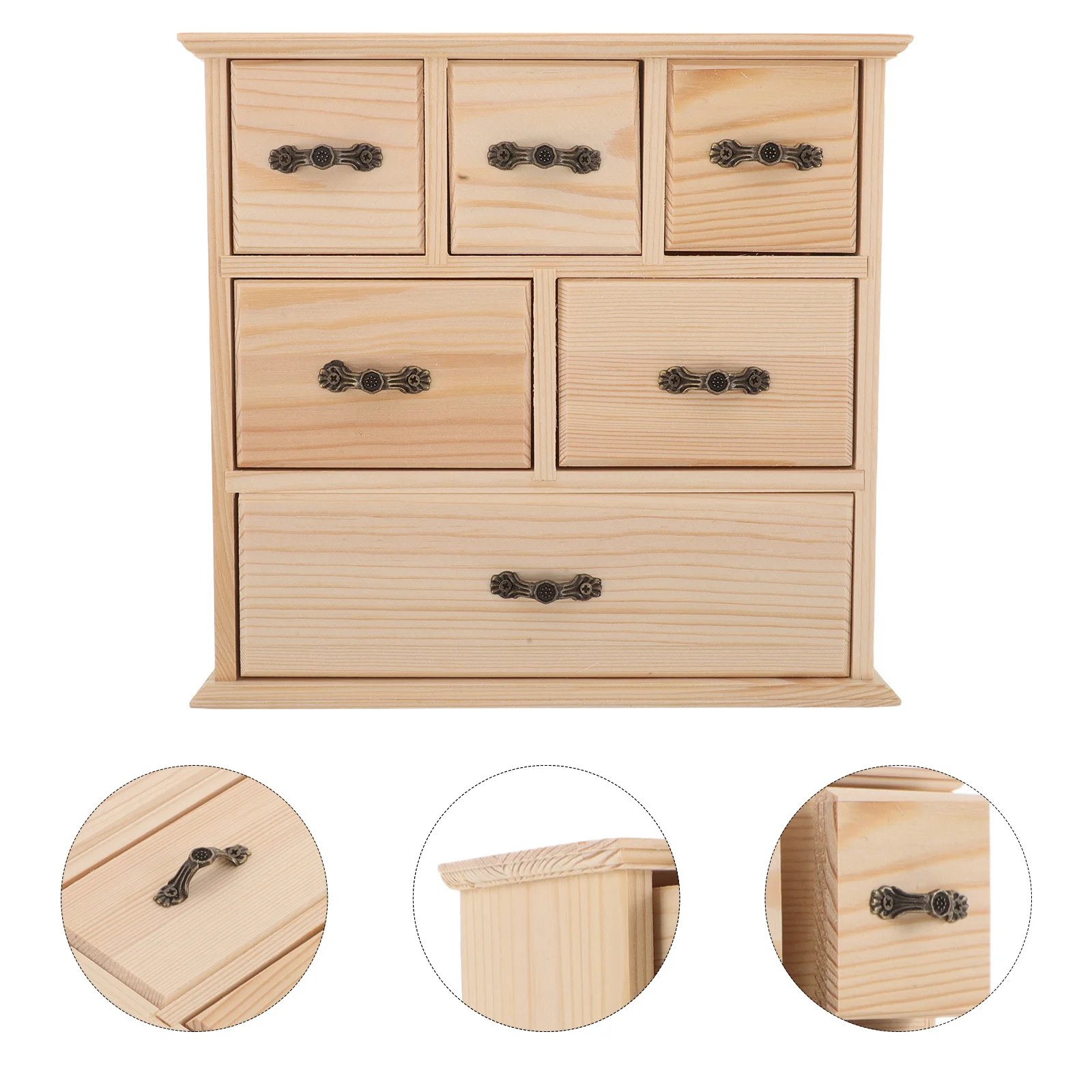 

6 Drawer Wooden Desktop Storage Organizer Mini Cabinet for Stationery Makeup Files Office Supplies Drawers for Desk