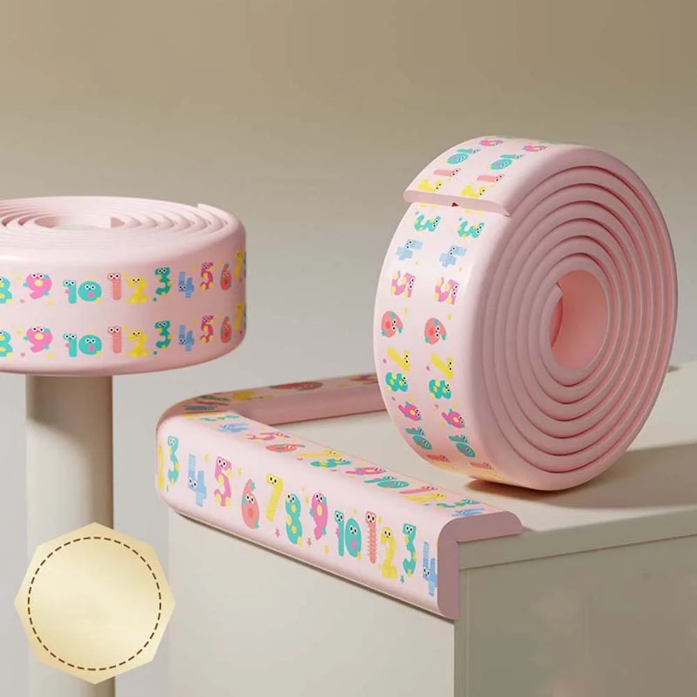 Doppelseitiges Klebeband für Babys, Antikollisionsstreifen, weich, spurlos, Tischecken-Schutzhülle, Rosa, Gelb