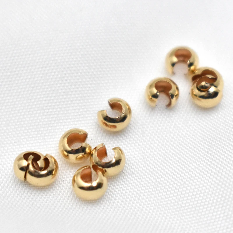 100% 14K Goldfilled Endperlen Gold-Crimp-Cover Schmuckherstellung Handgemachtes DIY-Zubehör Gold-Schmuckzubehör Rocailles – Detail 23
