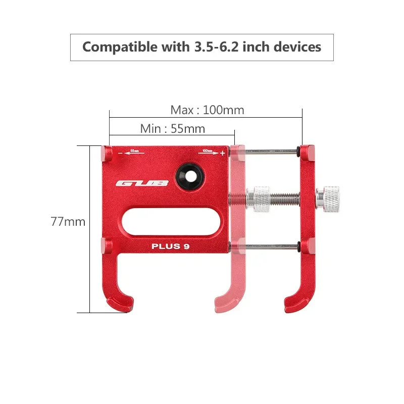 GUB Plus 9 360 Degree Rotation Aluminum Bicycle Handle Phone Holder For 3.5-6.2 inch Support Case E Bike Motorcycle Handlebar
