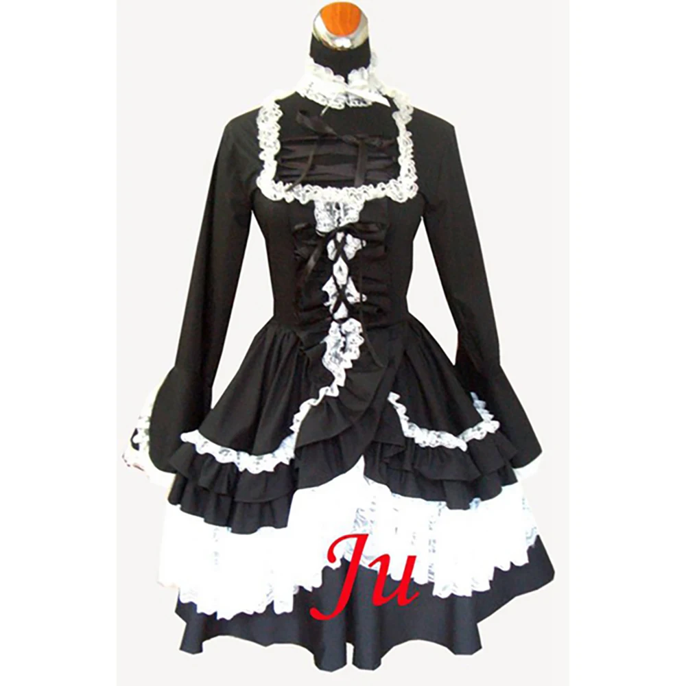 fondcosplay adult sexy cross dressing sissy maid short Gothic Lolita Punk Fashion black cotton Dress skirt CD/TV[CK331]