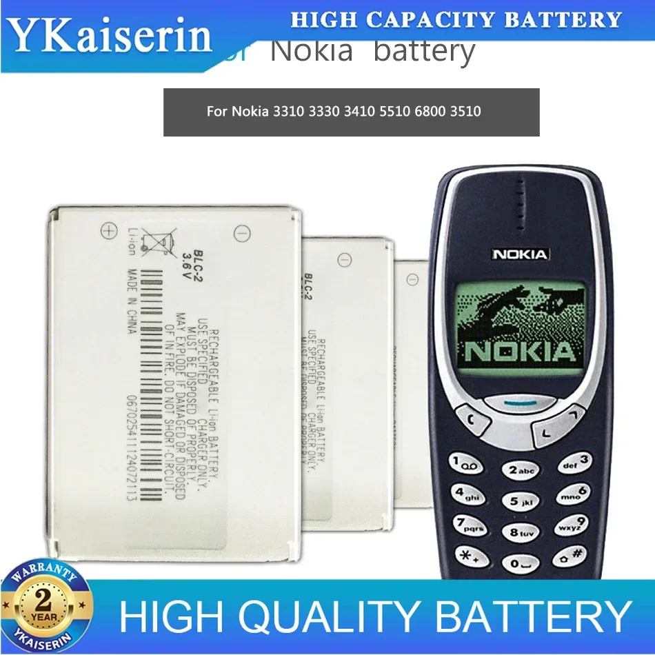 Mobile Phone For Nokia 3310 3330 3410 5510 3530 3335 3686 3685 3589 3315 3350 3510 6650 6800 Battery BLC-2 800Mah