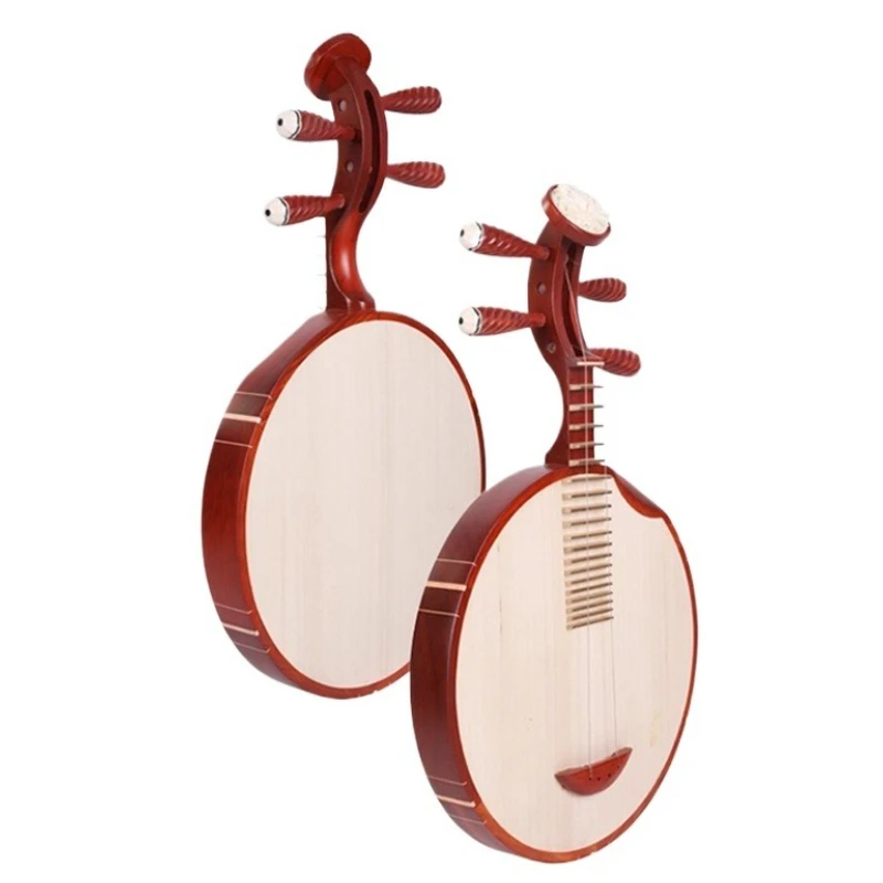 

Wooden Yueqin Chinese Traditional Professional Yueqin Peking Opera Plucking String Instruments Classical Folk Pipa for Beginners