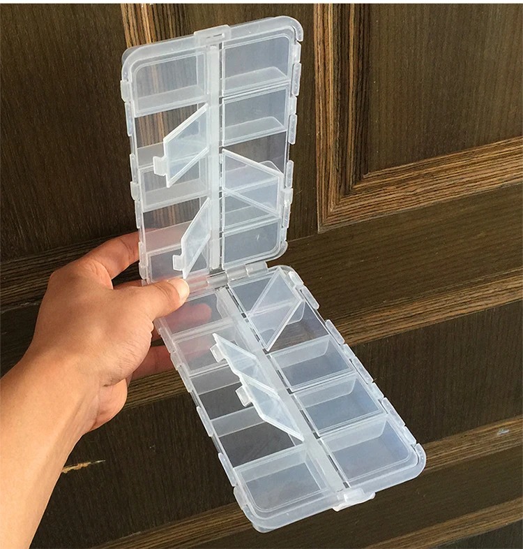 WEIHE Mini-Angelzubehörbox mit Fächern für Kleine Transparente Wasserdichte Plastikhaken, Köder und Angelzubehör – Detail 6