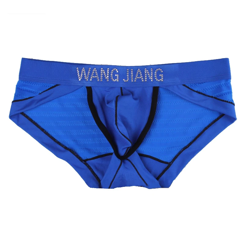 

Men's Elastic Nylon Briefs with Sexy Hotfix Rhinestone Pouch High-Waist Slip-Resistant Uomo Hot Calzoncillos Underwear