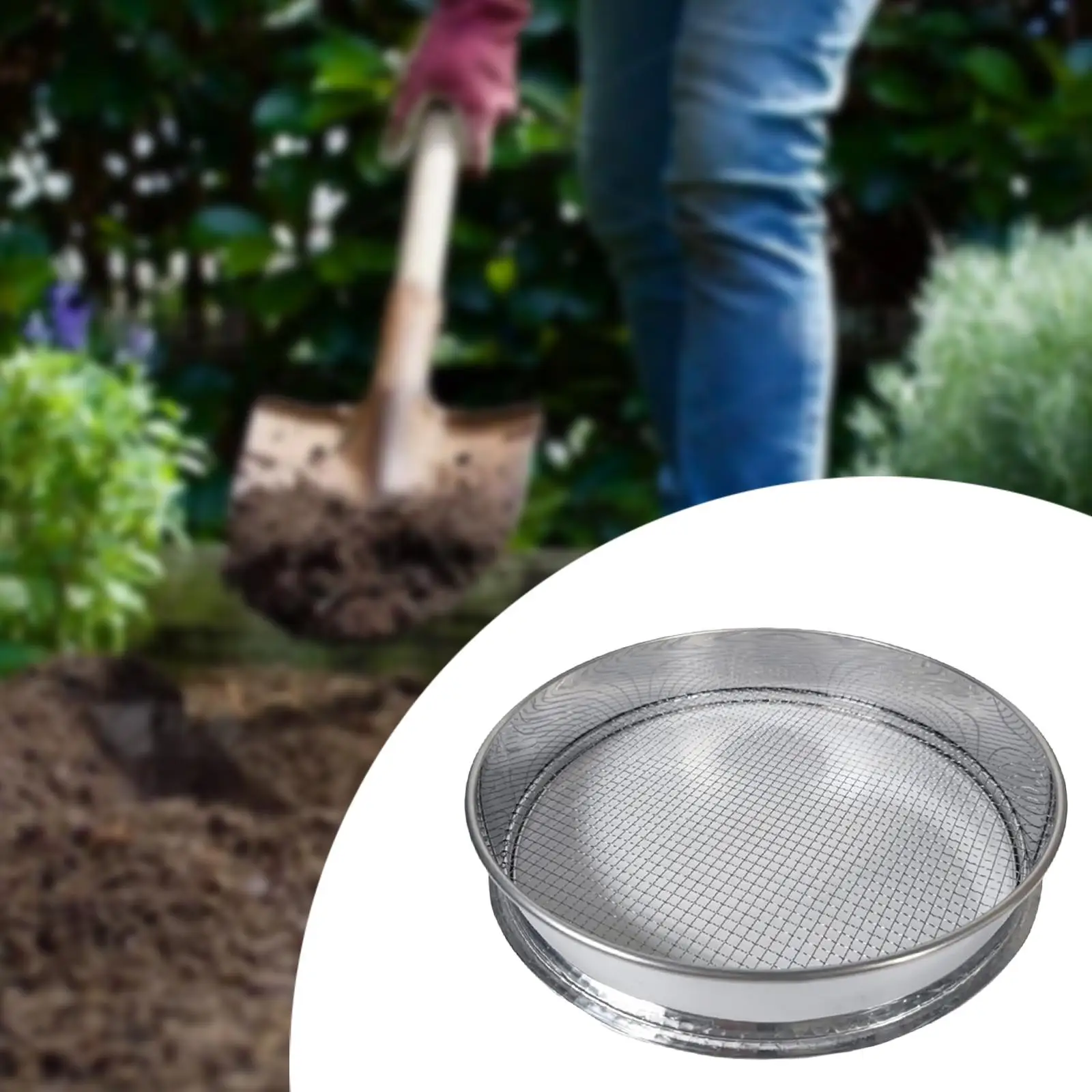 Tamiz de suelo de acero inoxidable, tamiz de jardinería, jardín de separación multifuncional