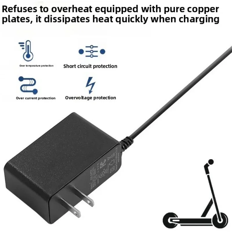 

Оригинальное зарядное устройство 25.2V 1A, совместимое с электросамокатами Ninebot Segway E8, E10, E12, C8, C10, C20 и Zing