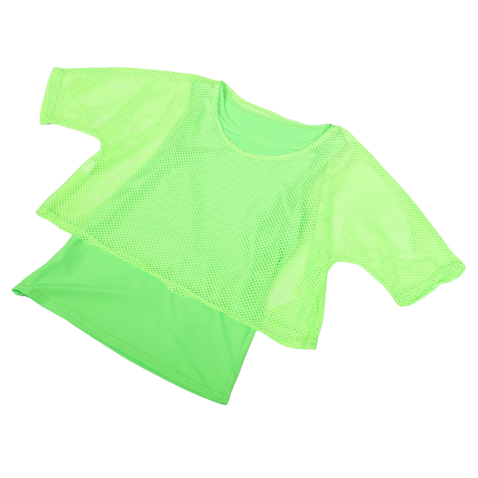 

Fishnet T Shirt Set Retro Party Women Crop Tops Long Sleeve Shirts Polyester Netwear Costumes Accessories