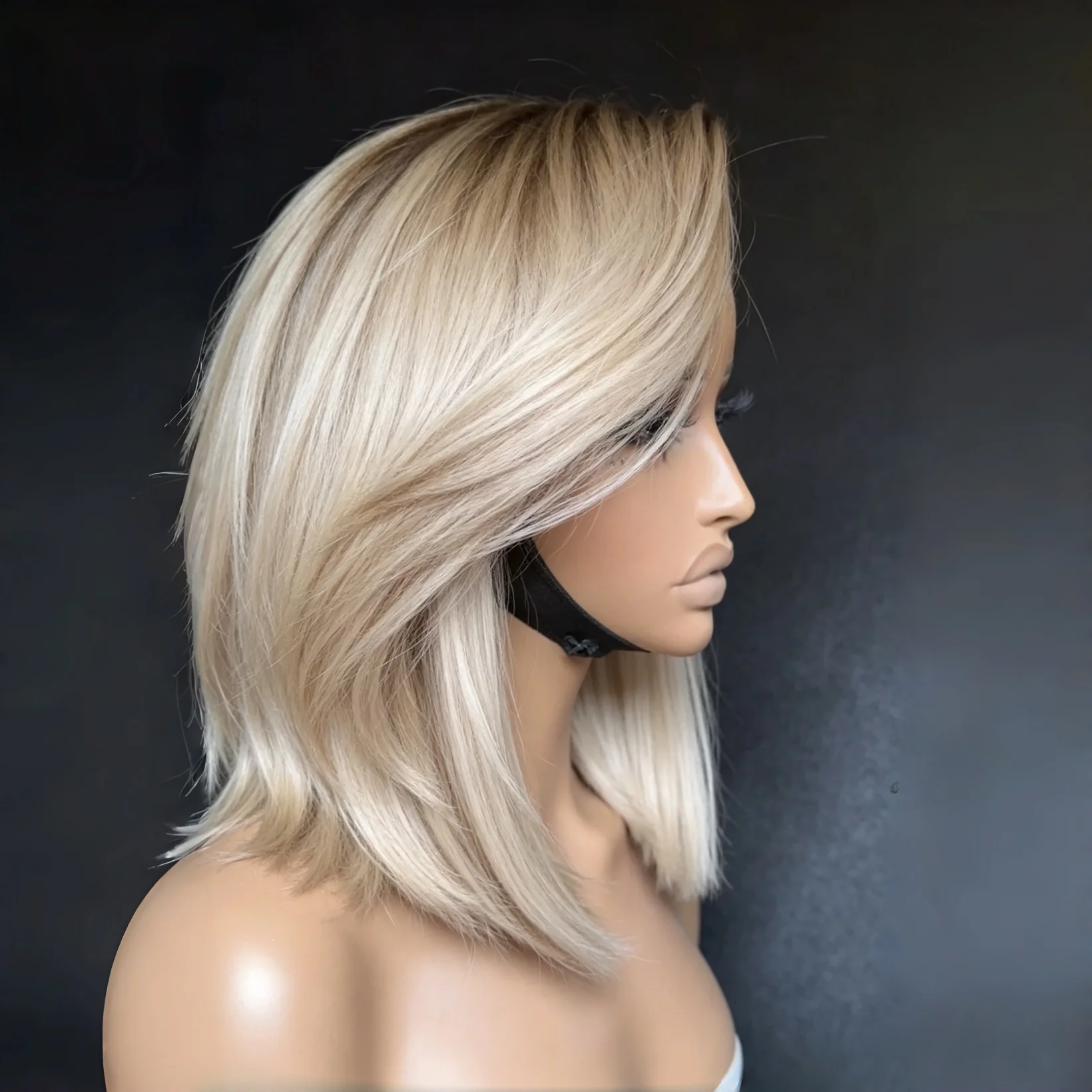 Pre-Plucked Ombre Blond 24Inch Wave with Bangs Natural HD Lace Wig for Women Transparent Lace Frontal Versatile Hair Wig