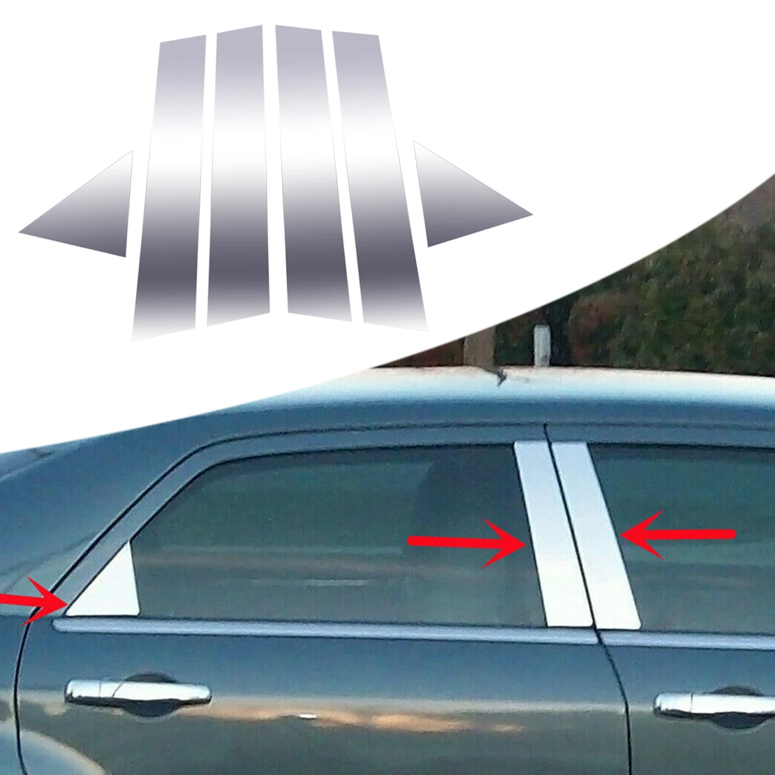 

Silver PC Plastic Car Door Pillar Posts Trims Covers Kit Fit for Chrysler 300 300C Dodge Magnum 2008 2007 2006 2005 New