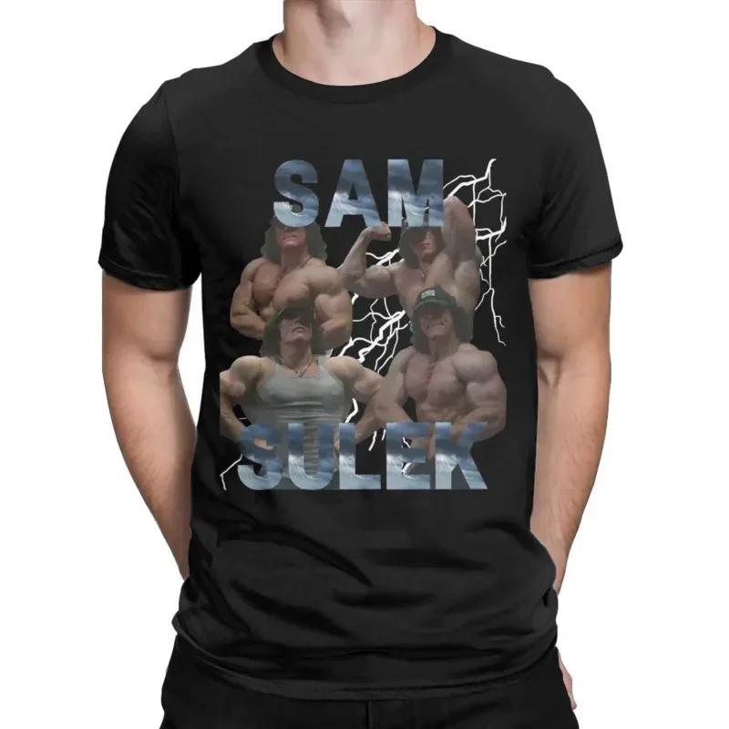 Vintage Sam Sulek Pump Cover Gift For Bodybuilder T-Shirt Men Round Collar Cotton T Shirts Short Sleeve Tees Plus Size Clothes