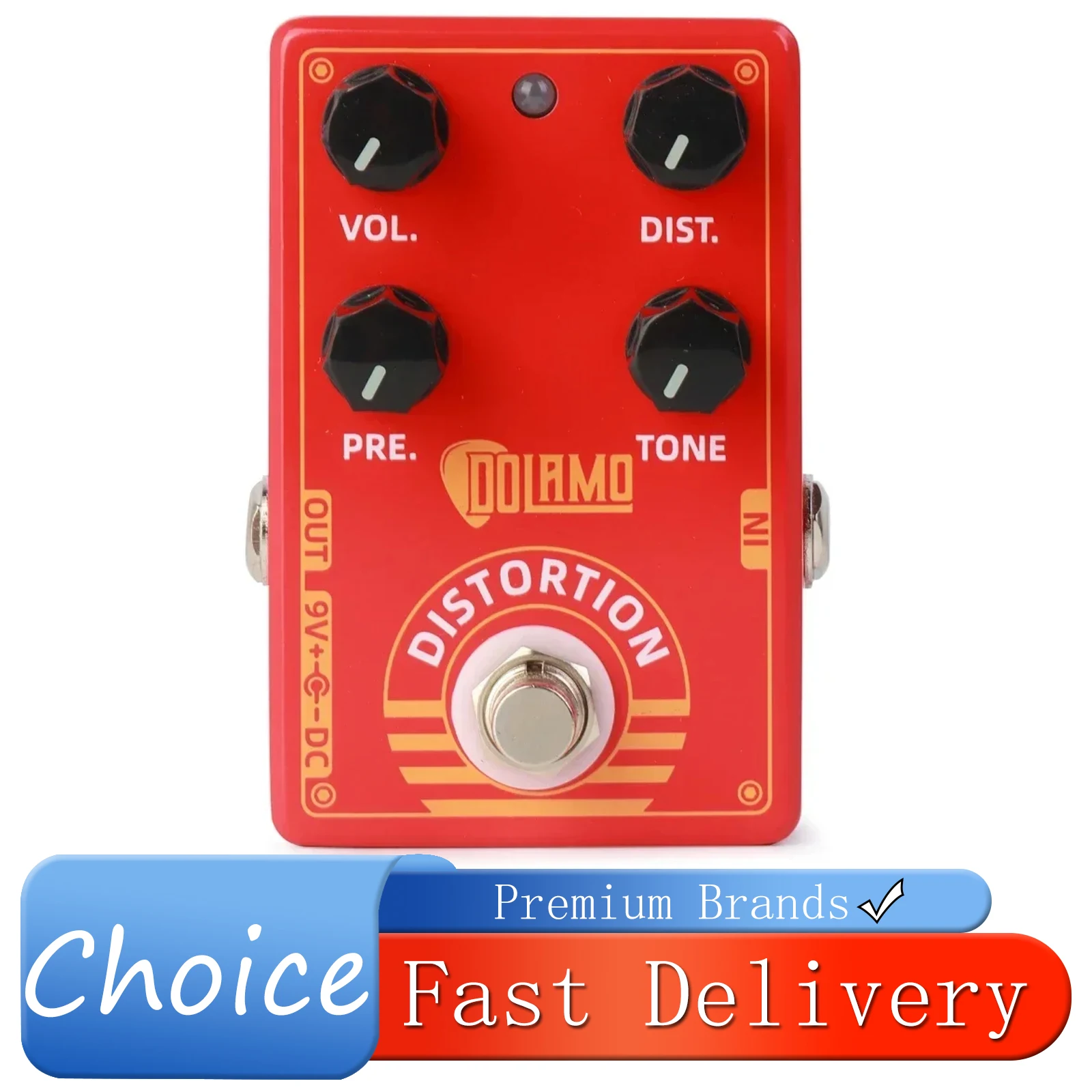 

Эффект-педаль для электрогитары Dolamo D-9 Distortion, True Bypass, от классики до современности, универсальный эффект, корпус из сплава, гитарные комплектующие