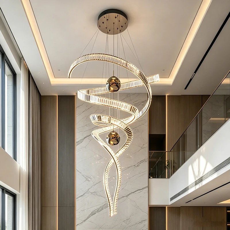Modern Crystal stair chandelier lights indoor lighting Ceiling lamp hanging light led Chandeliers for living room indoor lightin
