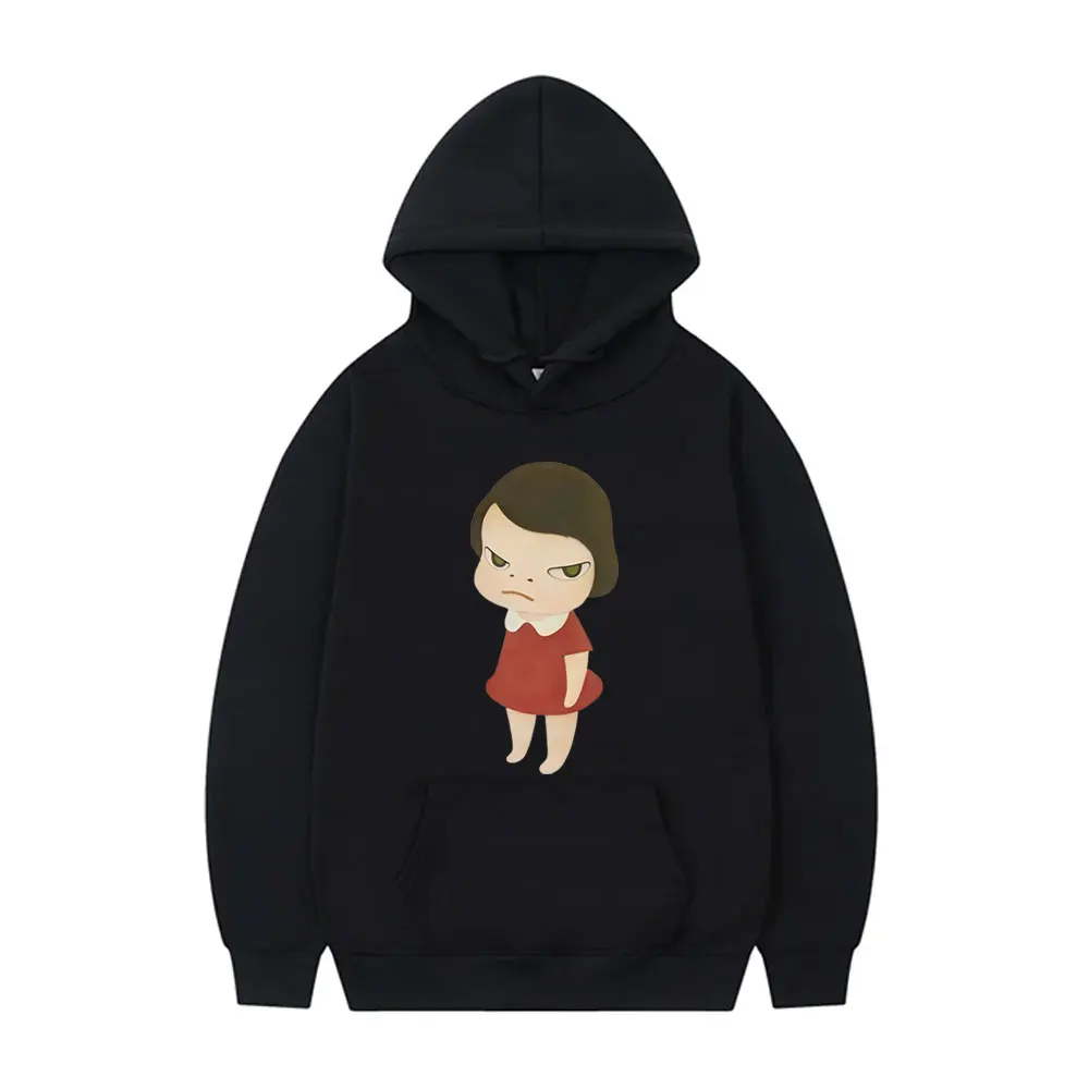 Yoshitomo Nara Red Dress Girl Graphic Print Hoodie Men Women Cartoon Harajuku Hooded Tracksuit Male Cute Funny Oversized Hoodies