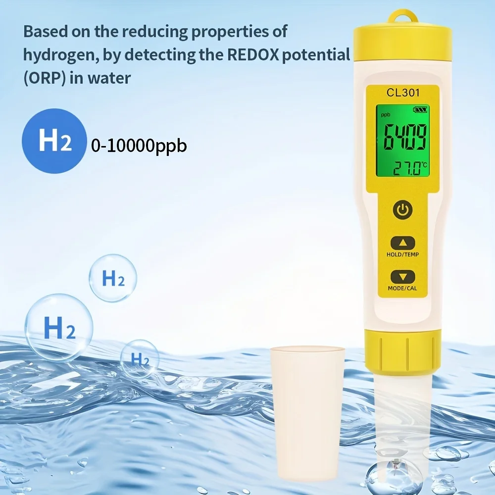 

3-in-1 Water Quality Test Pen - Chlorine, H2 & Temperature Monitor for Pools, Aquariums & Aquaculture