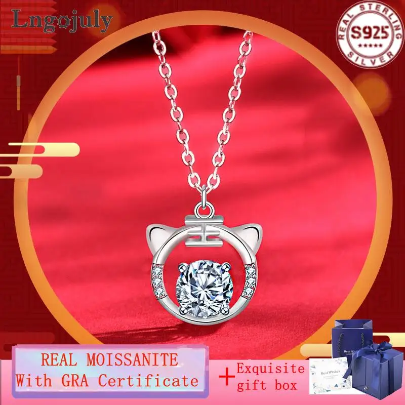 

Luxury 925 Sterling Silver Necklace Tiger Moissanite Pendant Necklaces For Women Bride Anniversary Wedding Party Jewelry Gifts