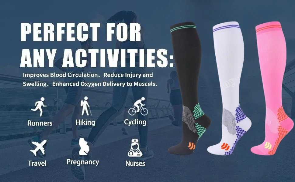 1/3 Pairs Dropship Kompression Socken Krampfadern 20-30 Mmhg Männer Frauen Socken Für Laufen Radfahren, fußball Fußball Strümpfe – Detail 1