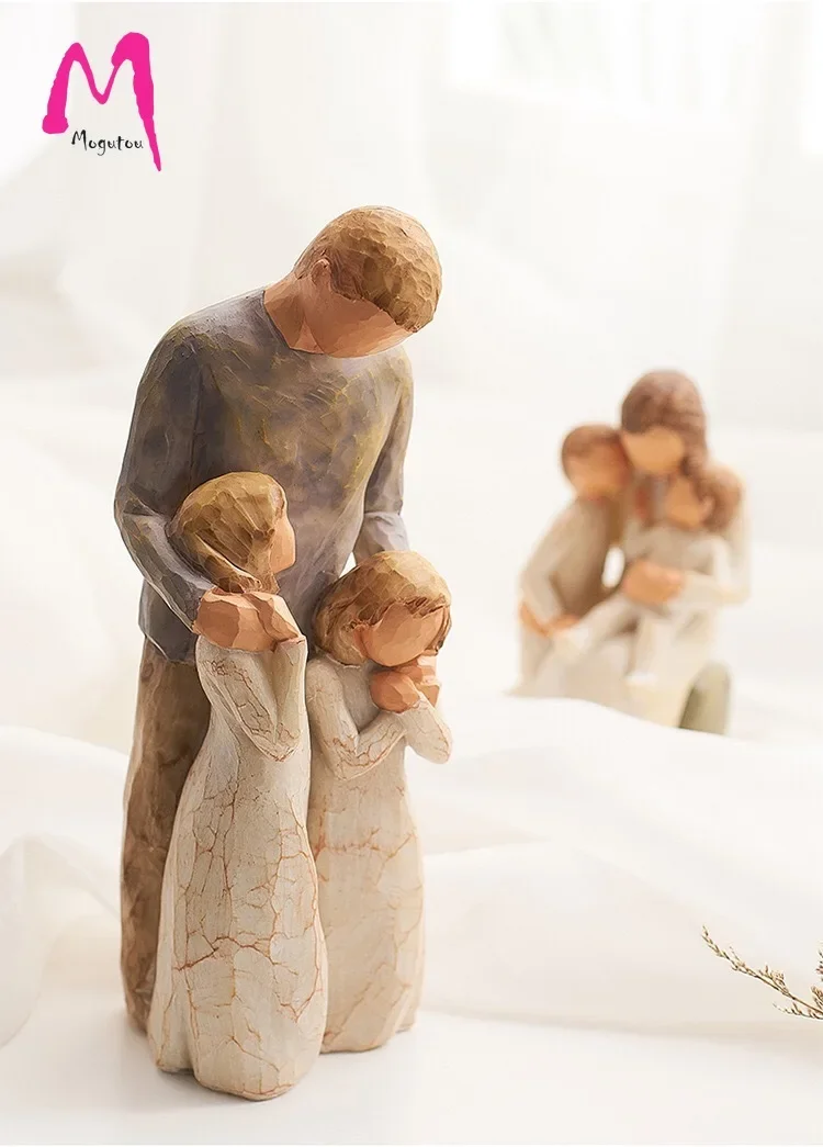 [MGT] Stile nordico amore famiglia figura in resina figurine ornamenti famiglia felice tempo decorazione della casa arredamento artigianale