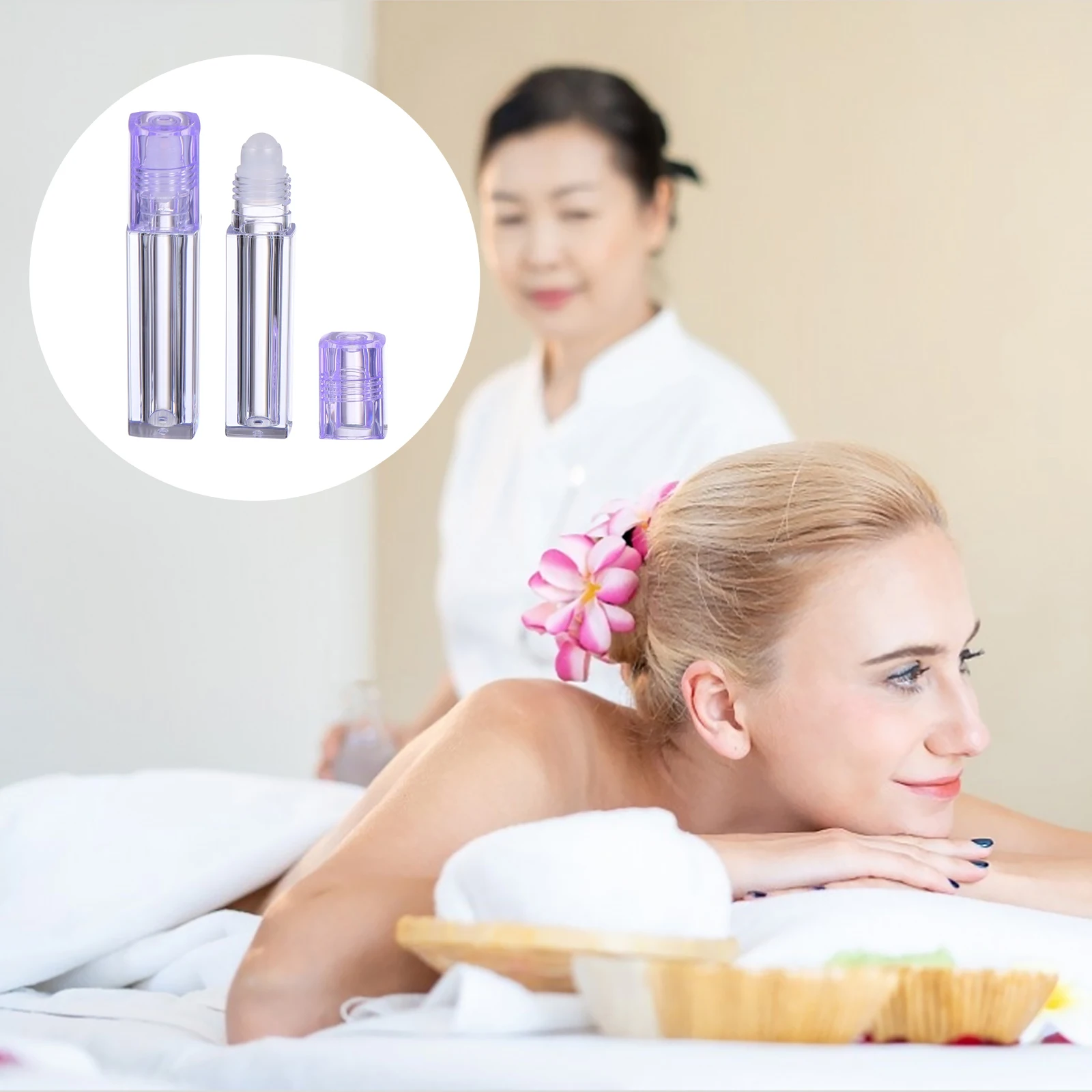 

10pcs Lip Oil Bottle Reusable Square Plastic Roller Bottles Refillable Travel Size Essential Oil Roll on Yoga Sports