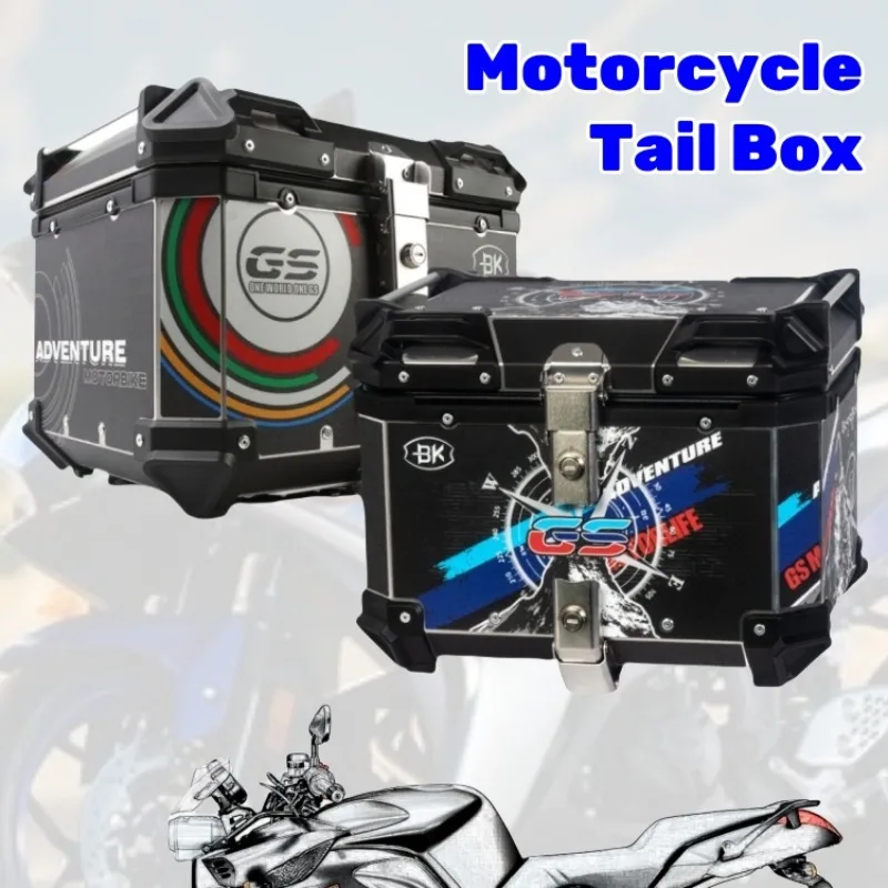 Aluminum Motorcycle Trunk Helmet Box Moto Top Case Travel Luggage Storage Box Universal Motorbike Tail Box Tool