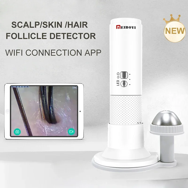جديد واي فاي HD فروة الرأس/الجلد/كاشف بصيلات الشعر قابلة للشحن الأشعة فوق البنفسجية اختبار تحليل المكبر المهنية 20X/200X محلل الجلد
