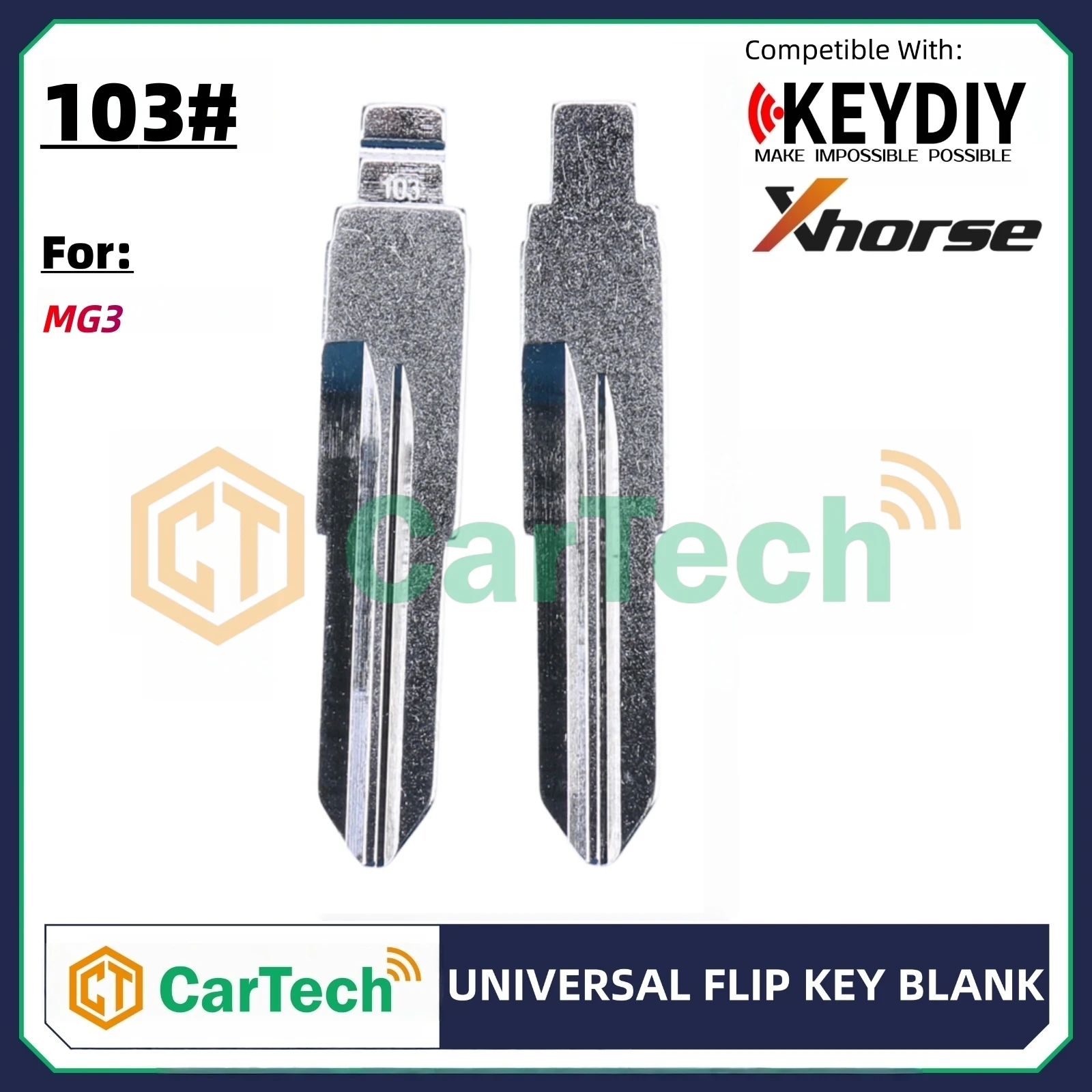 Cartech 103# Uncut Flip Blank Key Blade for KEYDIY KD XHORSE VVDI Universal Remote Fit MG3