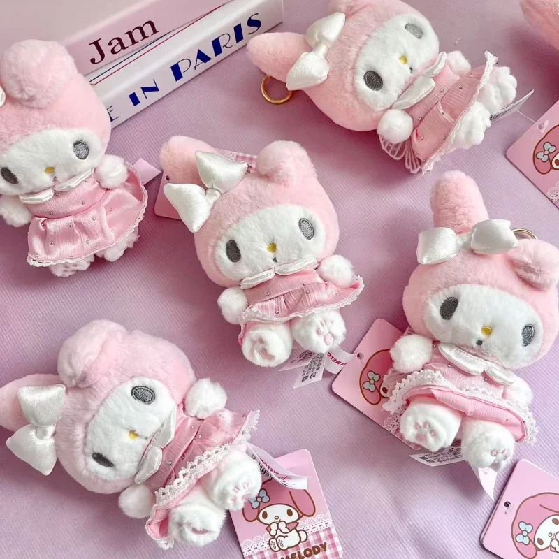 Sanrio mariposa serie MY Melody llavero de felpa falda rosa alas de mariposa dulce bolsa de Piano colgante lindo Melody juguete de peluche regalo