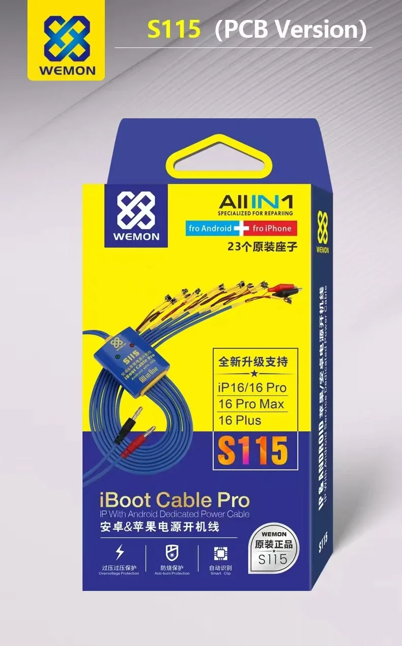 

OSS S115 Pro Универсальный шнур питания, кабель для запуска Iboot для iPhone 7-16 Promax Android, ремонт мобильного телефона, активация аккумулятора