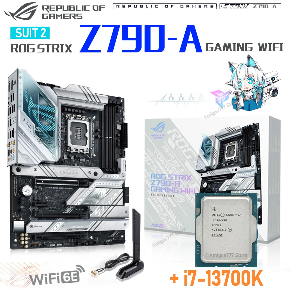 i7 13700K Processor With White DDR5 Motherboard LGA 1700 ASUS ROG STRIX Z790 A GAMING WIFI 6E With 5600MHz 32GB RGB EXPO RAM New