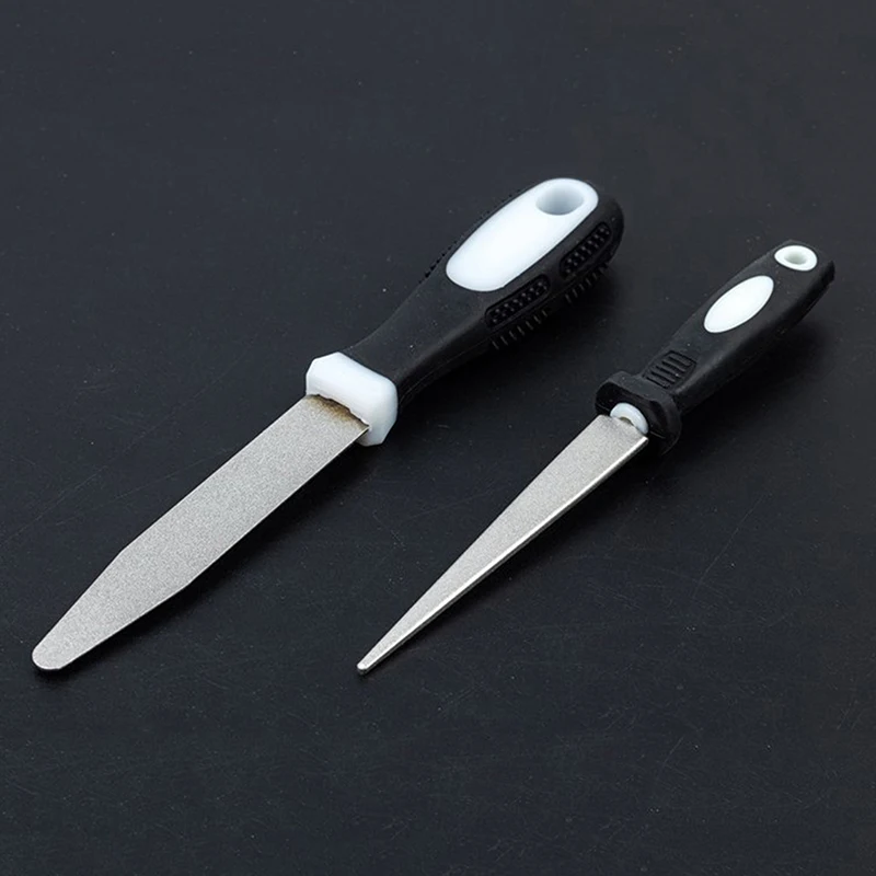 Diamond Sharpening Scissors Knives Rod Grit File Garden Tools Double-sided Flat Curved Design Handheld Sharpener Home Supplies