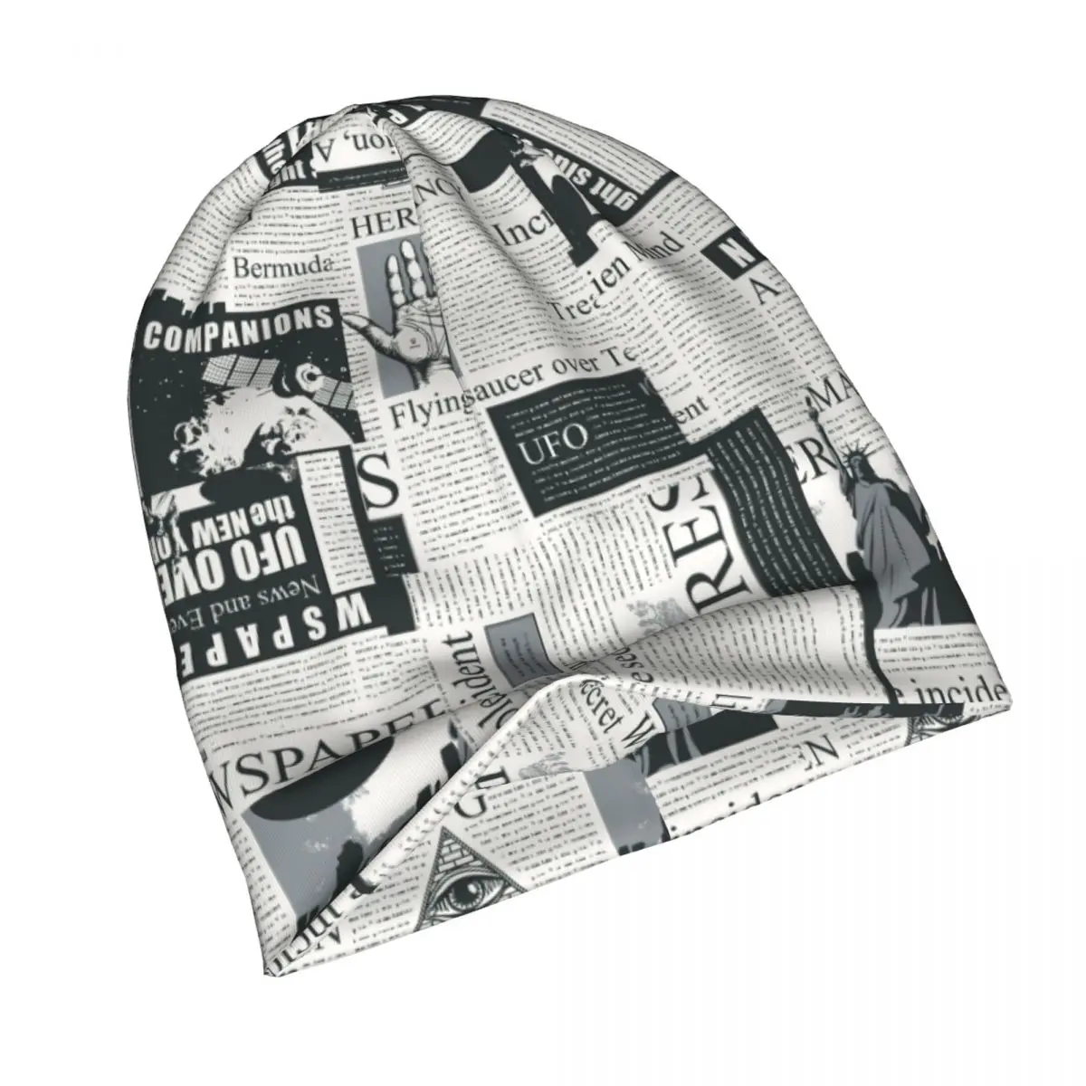 

Newspaper Bonnet Hat for Men And Women Knitted Bean es Soft Turban Hat Hip Hop Beanie