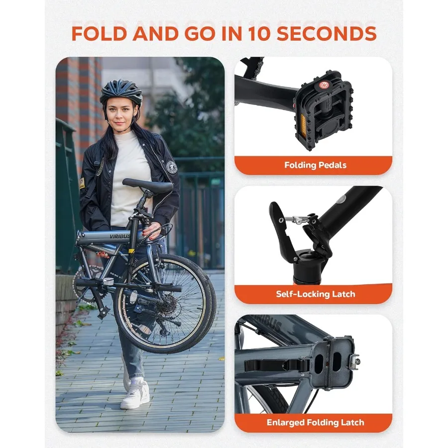 دراجة قابلة للطي قابلة للطي للبالغين 20 بوصة مع 7 سرعات Derailleur دراجة خفيفة الوزن قابلة للطي للتنقل في المدينة #4