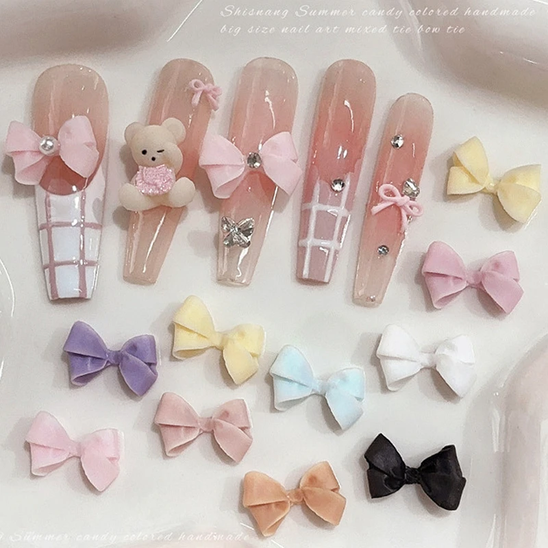 30PC Soft 3D Acrylic Bow Nail Art Bow Tie Charms Accessories Resin Parts For Nails Decoration Jewelry Supplies Manicure Material