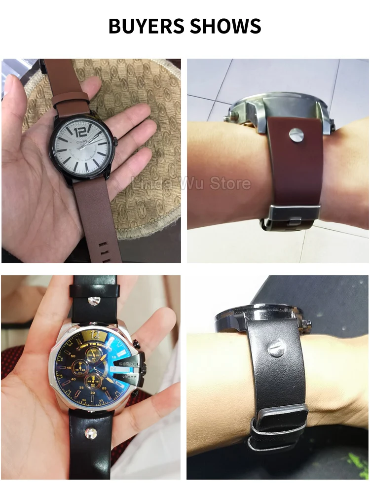 Leather Plain Weave Watch Band 26/28mm Waterproof Sweet-Proof for Diesel DZ4323 1657 4343 Watch Wristband Accessories