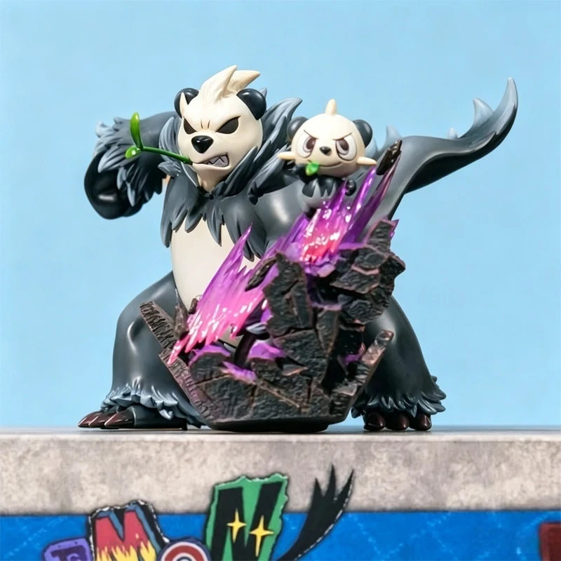 BANDAI Pancham & Pangoro Evolution Action Figure Collectible Statue Décoration de Bureau et de Boîtier PC Ornement Jouet Cadeau pour Collectionneurs d'Anime
